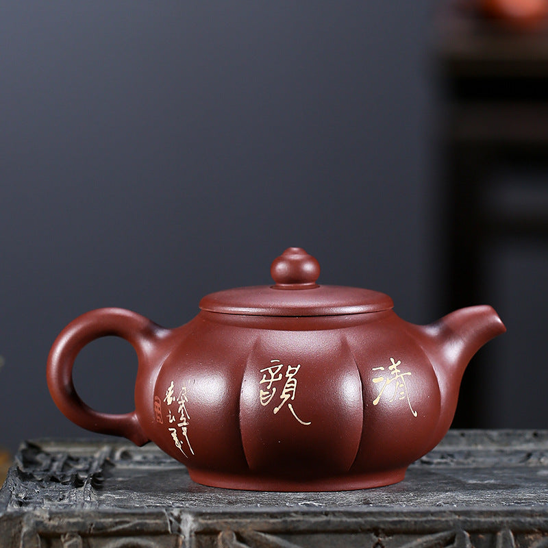 Fortune and Longevity Hand-Painted Floral Teapot