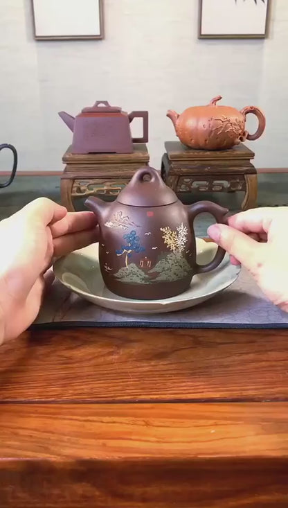 Authentic Handmade Zisha Teapot with Original Purple Clay